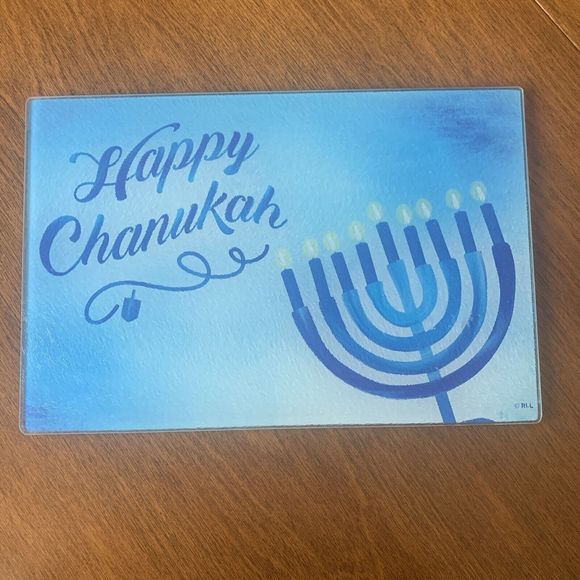 Rite Lite Hanukkah Happy Chanukah Tempered Glass Menorah Drip Tray NEW - Picture 1 of 9